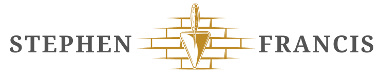 Logo of Stephen Francis, a traditional builder, featuring a plumb line and brick pattern.